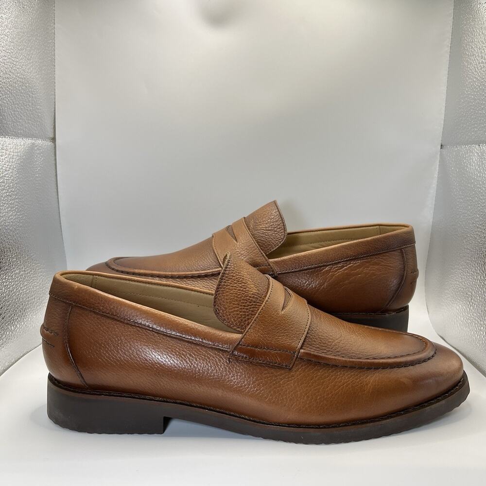 Johnnie-O J-Flex Pebbled Leather Penny Loafers Men's 10 M Whiskey JMFW100100 EUC
